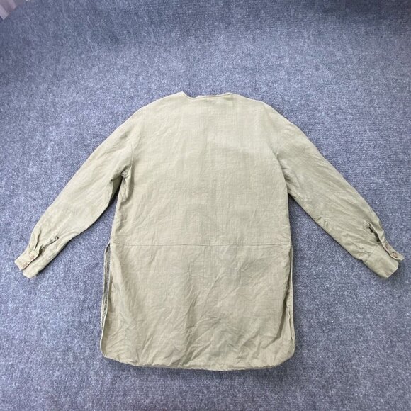 Como Shirt Women's S Tan Linen Lace Mandala Panels Tunic Layered Boho Semi Sheer - Picture 7 of 9